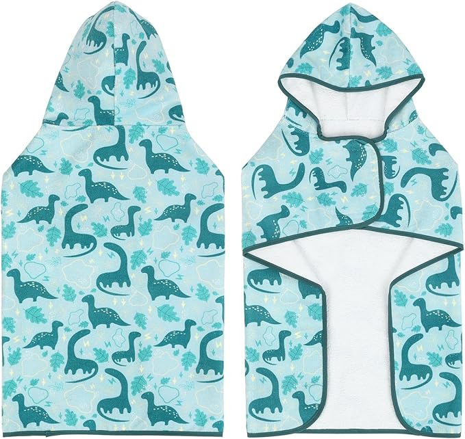 HDE Dog Bathrobe Super Absorbent Quick Drying Puppy Towel Wrap Coat Adjustable After Bath Robes with Hood for Dog Sizes S-XXL Dinosaurs XL