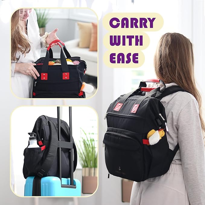 Hearth & Harbor Crochet Backpack, Crochet Bag Organizer, Canvas Knitting Bag, Yarn Organizer for Crochet Accessories and Supplies, Travel Yarn Bag with USB Charging Port, Yarn Storage Organizer