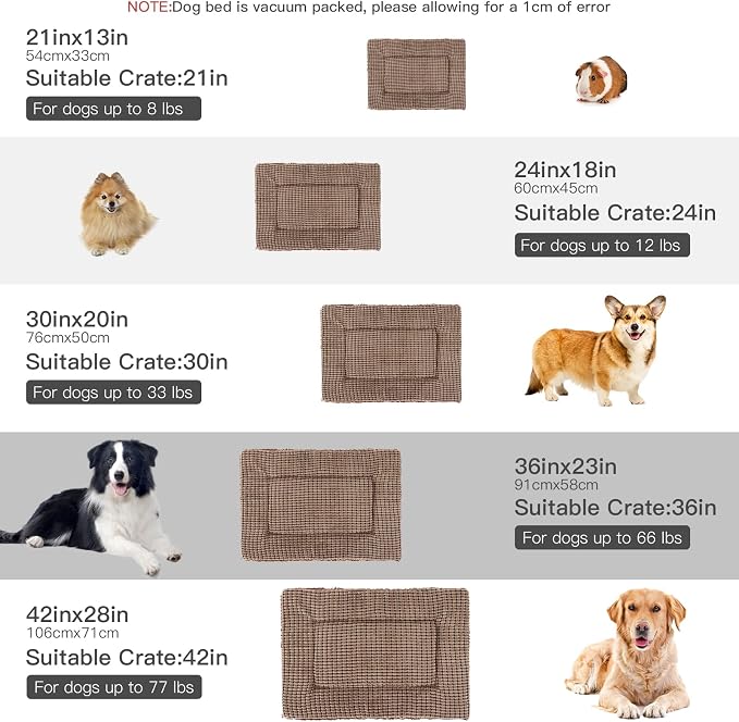 BVAGSS Dog Bed Mat,Reversible Crate Pad, Memory Foam Beds, Soft Warm Pet Cushion for Small Medium Dogs, Washable Pet Sleeping Mattress Kennel Bed Pad XH079 (30''x20''x1.6'',Brown)