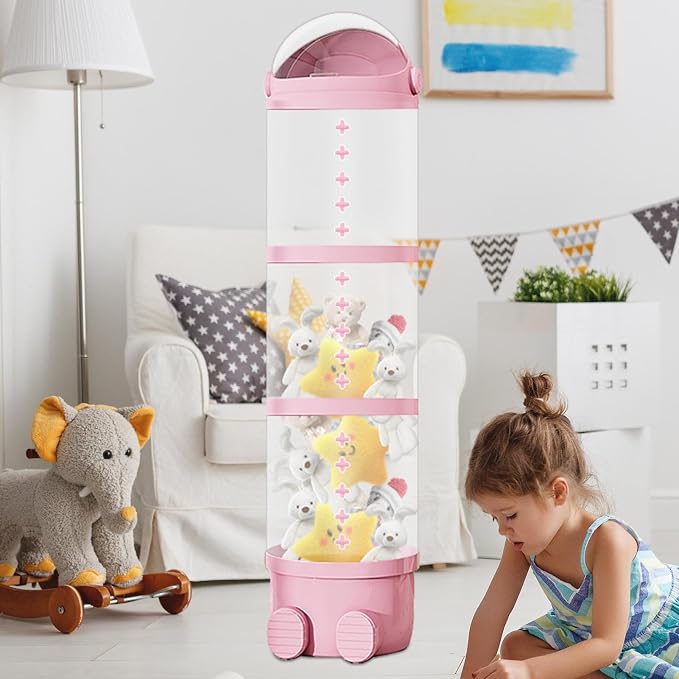 Plush Storage Tube Transparent | Kids Plush Doll Clear Storage Tube for Plush Toy Display Storage Organizer Kids Room Nursery Playroom Home Decor Soft Toy