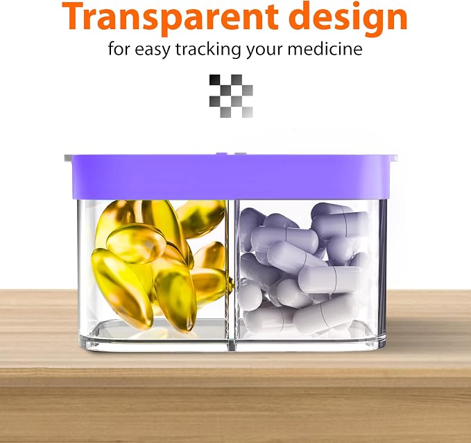 Extra Large Pill Organizer – Weekly Pill Box 7 Day AM PM for Big Vitamins & Supplements, Large Capacity Medication Dispenser with 7 Detachable Compartments, XL Pill Organizer 2 Times a Day