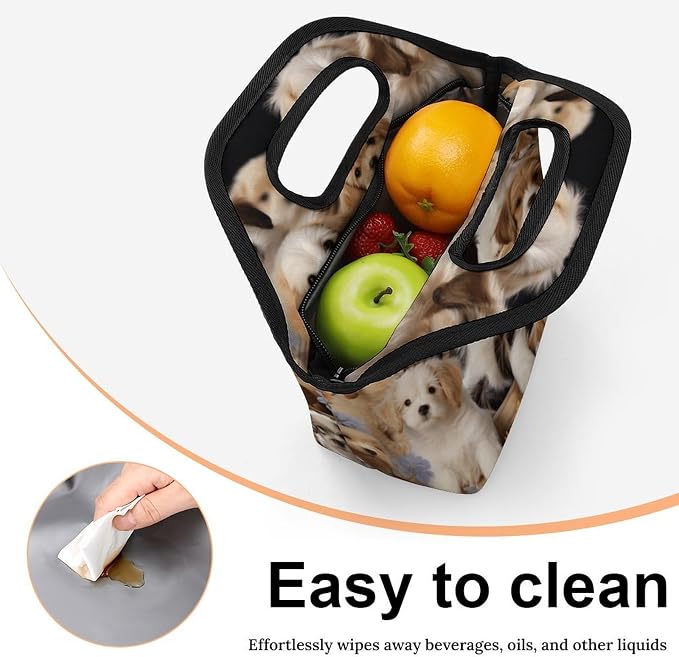 Cute Pet Dogs Lunch Bag Cooler Bag Tote Bags | Reusable Portable Lunch Box for Women/Men Lightweight Soft Cooler Bags Organizer for Adults Work Travel Outdoor