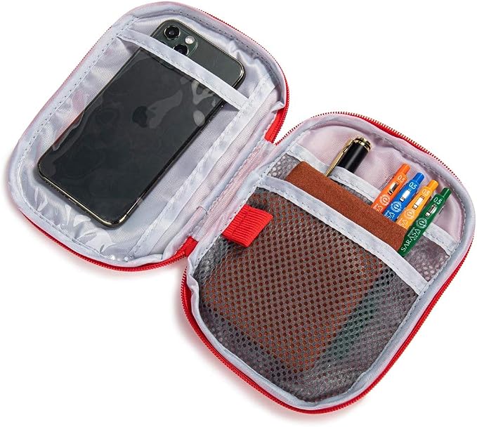 Red First Aid Bag Empty 1st Aid Bag Section Dividers Medical Travel Case Emergency First Responder Storage Compact Medicine Bag for Car Home Office Kitchen Sport Outdoors (Red)