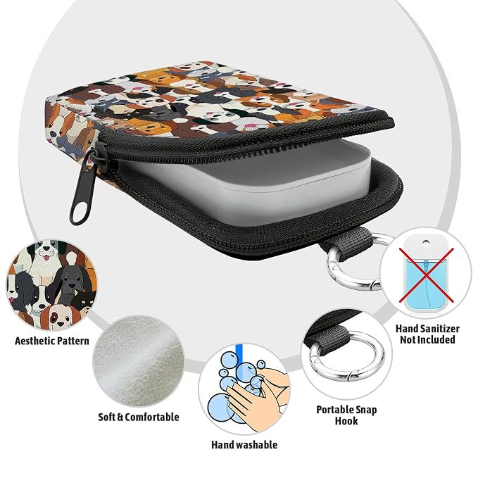 Hand Sanitizer Holder, Dogs Spray Case Zippered Pouch | Keychain, Travel Size, Cute Fashion Accessory with Snap Hook, for Glow Mist and Power Mist 1FL OZ, Mini Small Pocket Clip on