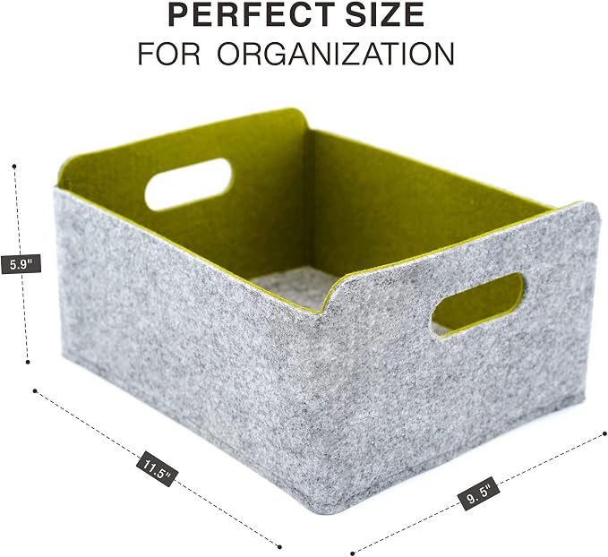 Welaxy Felt Storage Baskets Foldable Shelf Bin, Curry Moss green Wild berry