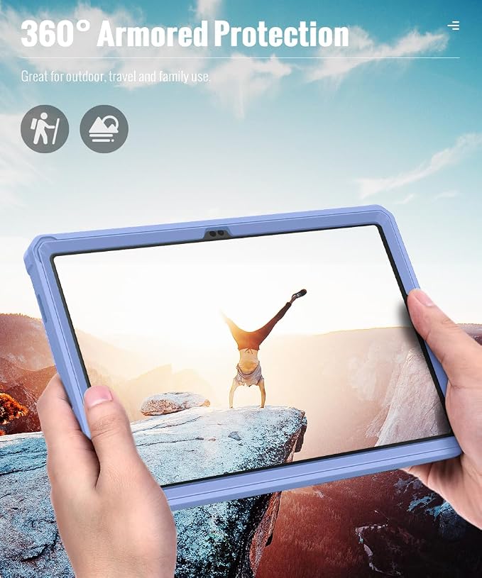 MoKo Shockproof Case Fit Samsung Galaxy Tab A11+ Plus/ A9+ 11 Inch | Full Body Rugged Stand Back Cover with Built-in Screen Protector for Galaxy Tab A11+/ A9+ Tablet, Lavender Purple