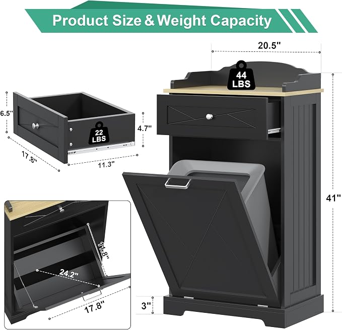 kepptory Dog Feeding Station with Storage Drawer, Pet Organizers and Storage Adjustable Shelf, Dog Feeder Station, Pet Storage Cabinet for Cats and Dogs