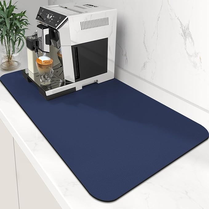 Coffee Mat Super Absorbent Dish Drying Mat Coffee Bar Mat 17"x 30", Blue