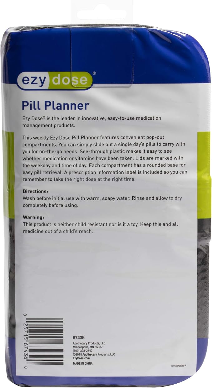 EZY DOSE One-Day-At-A-Time Pill Case, Medicine Planner, Vitamin Organizer Box, Includes Large Carrying Case, Travel Friendly, Easy to Use, Clear, BPA Free