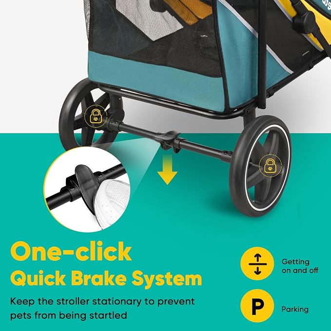 Petbobi Dog Stroller for Large & Medium Dogs - Easy Fold Dual Entry Pet Stroller with One-Foot Brake, All Terrain Wagon Cart with Air Mesh, Ideal for Large Senior Pets up to 80 lbs, Green | One-Hand Fold, One-Foot Brake, All Terrain 360 Swivel Front Wh...