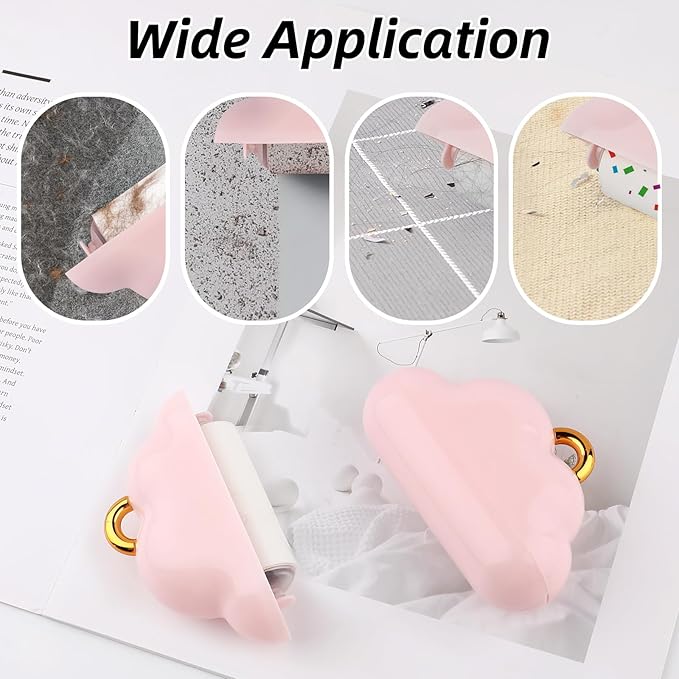 Pink Cloud Mini Lint Roller Travel Size,Reusable Mini Travel Sticky Roller,Portable Lint Roller Dog and Cat Pet Hair Remover for Clothes, Furniture(150 Sheets)