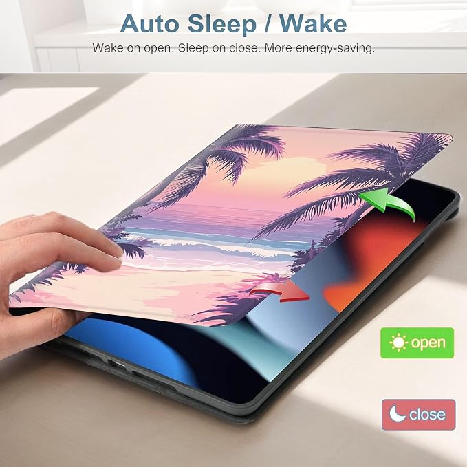 for Samsung Galaxy Tab A 8.4 2020 (SM-T307) Tablet Protective Cover with Adjustable Stand and Magnetic Auto Wake/Sleep,Palm Tree Beach