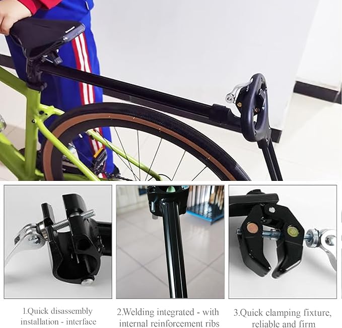 Bike Trailer Hitch for Wagon Camping Rolling Cart Collapsible Wagon with 360° Swivel Joint & Shock Absorber, Quick-Release Clamps for Folding Wagons, Pet Carts & Garden Trailers