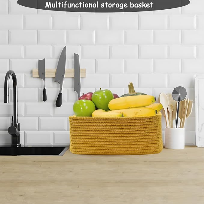 COMFY-HOMI 11.5"x7.5"x4.7" Storage Baskets for Organizing | Cotton Rope Woven Basket | Toy Storage Bin Box | Basket for Shelves, Closet Organizer Bin, Decorative Closet Shelf, 1 Pack