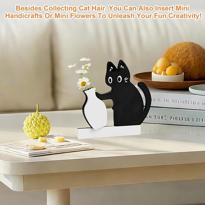 3 Pcs Cat Whiskers Keepsake Holder, Magnet Acrylic Pet Memorial Decor Refrigerator, Cute Desk Wall Decor Cat Fur Holder (Black)