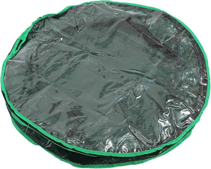 1pc Christmas Wreath Storage Bag Container with Transparent Window for Holiday Decoration and Ornament Organization