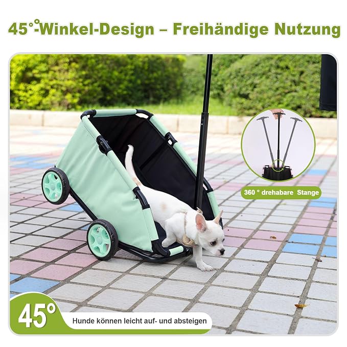 Mini Dog Strollers for Mini Pets, Foldable Multifunctional Shopping Carts with Extendable Pull Handle, Doggie Wagon Built-in Cushion and Safety Rope with Storage Bag (Tealblue)