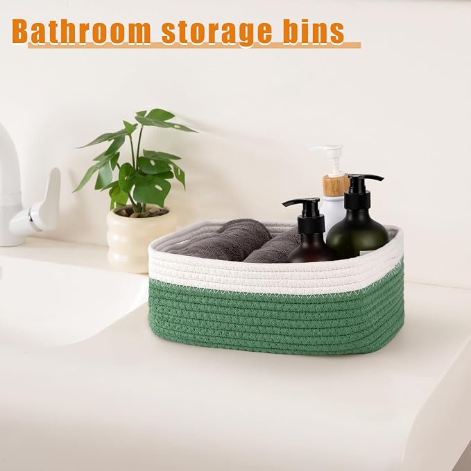 OIAHOMY 4 PACK 7L Storage Baskets for Organizing Storage Bins Green | Small Bins for Shelves Small Storage Basket Shelf Baskets Organizer Baskets for Gifts Empty Cute Decorative Storage Bins
