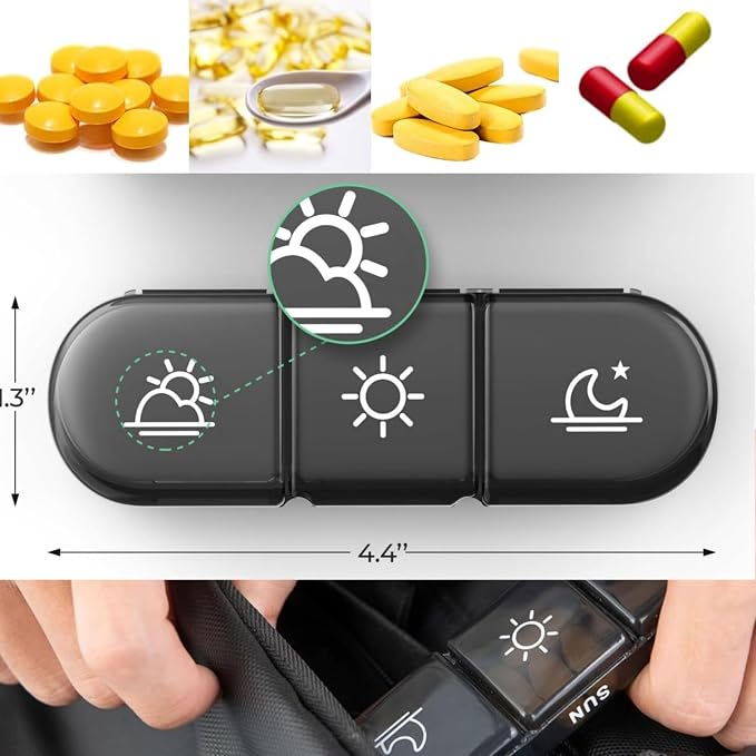 Weekly Pill Organizer 7 Day 3 Times, Portable Pill Organizer | BPA Free Pill Case, Travel Daily Pill Box Reminder, Medication Organizer for Vitamins, Supplements