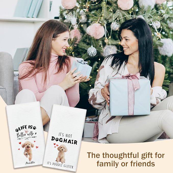 WwongxianB Poodle Kitchen Towels Decorative Set of 2, Funny Tea Towel Hand Towels Highly Absorbent Soft Dish Cloths 16x24 Inches, Bathroom Dining Room Decor, Poodle Gifts for Dog Lovers -11