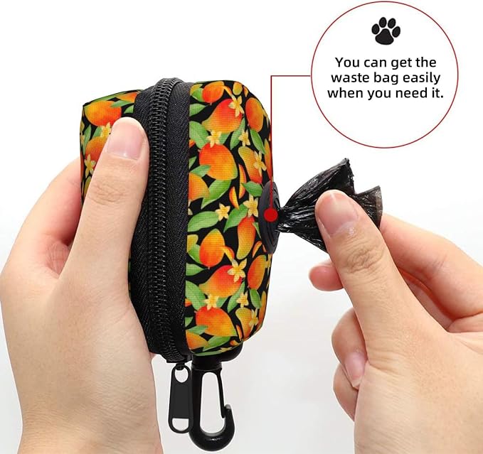 Mango Flower Pet Waste Bag Dispenser 0.2L | Portable Dog Poop Holder Waste Bag With Zipper Park Doggy Walking Accessory
