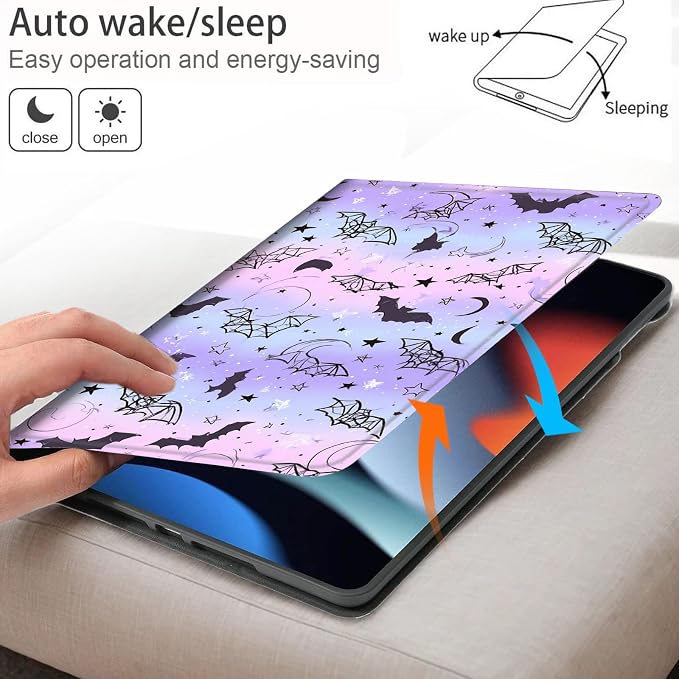 Bxgolkgd Tablet Case for Samsung Galaxy Tab S5e 10.5 Inch 2019,Shockproof Stand Cover with Heat Dissipation,Auto Wake/Sleep Function,Purple Starry Sky Bat