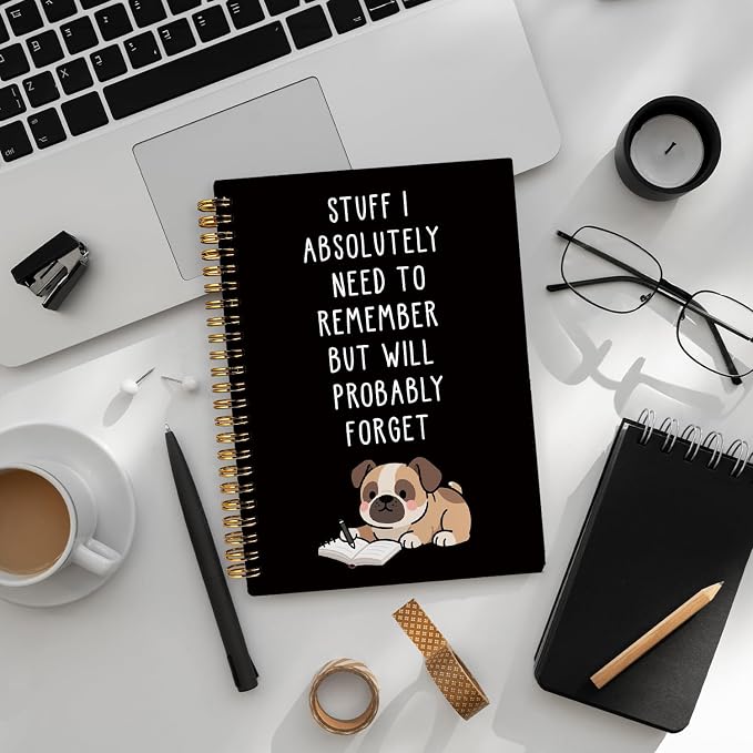 LIANGW Funny Boxer Dog Notebook Journal Gifts for Women & Men | Gifts for Boxer Dog Lovers Notebooks, Funny Gifts for Coworkers, Black Hardcover Spiral Notebook 5.5x8.3 Inch