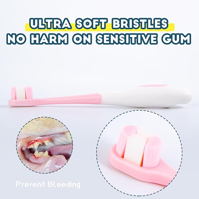 Small Dog Toothbrush, Puppy & Cat Tooth Brushing Kit, Ultra Soft Head Teeth Brush for Kitten & Tiny to Medium Pet, Doggy Toothbrushes Deep Dental Clean, 1 PCS, Blue