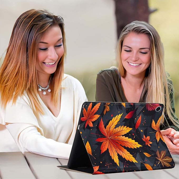 for Samsung Galaxy Tab S9 11" 2023(SM-X710/X716B/X718U) Tablet Case,Premium Leather Folio Stand Auto Wake/Sleep,Multiple Viewing Stand,Maple Leaves