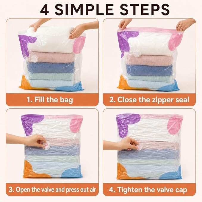 No Pump Vacuum Storage Bags, 5 Pack Extra Large Space Saver Bags for Clothes, Comforters, Blankets and Bedding, 39.4 x 31.5 Inches