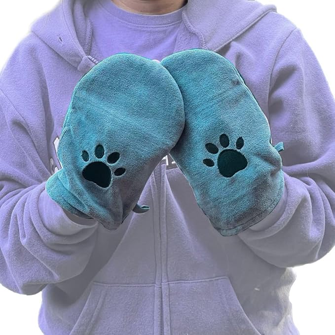 Penny & Niko Microfiber Pet Towel Mitts - Paw Cleaning and Drying Mitts/Gloves for Dogs and Cats (Sky Blue/Gray, Standard - 4 Pack)