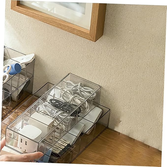 Mikikit 1pc Multi-grid Cable Storage Box Wire Organizer for Practical Cord Management Pet Material Keeps Cables Tidy and Accessible