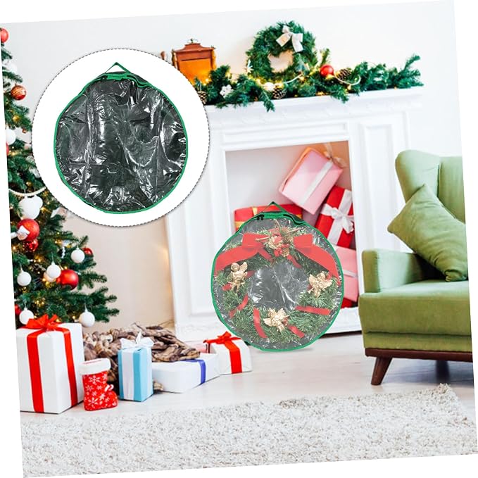 1pc Wreath Storage Container with Clear Window Christmas Wreath Holder for Holiday Decorations Holiday Storage Bag for Party Supplies and Wedding Preparation