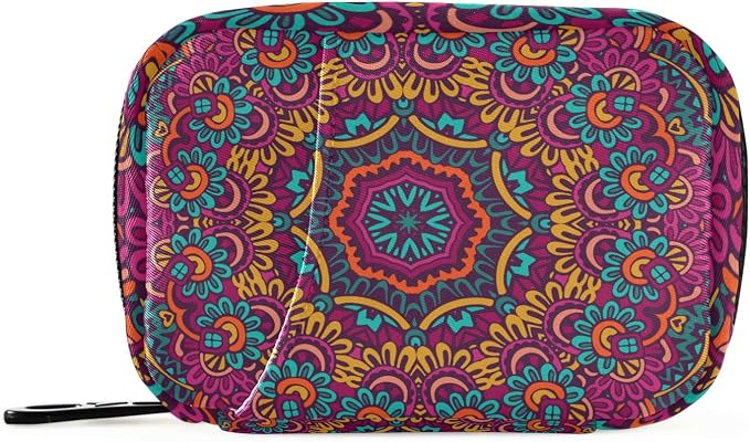 Tribal Mandala Pill Case, Cute Weekly Portable Pill Bag Container 7 Days Pill Box Organizer Vitamin Supplement Holder with Zipper for Travel Family Business