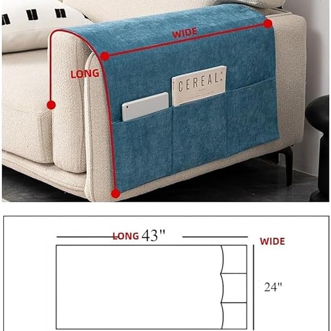 2 Pack Armchair Caddy for Couch Remote Control Holder Recliner Armrest Organizer Non Slip Sofa Arm Chair Caddie with 3 Pocket Storage for Magazine, Tablet, Phone, iPad (Beige White)