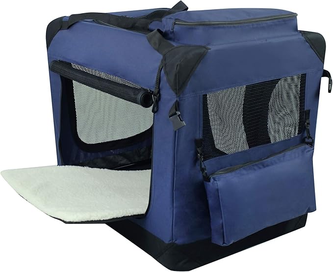 EliteField 3-Door Soft Dog Crate with Bed & Carrying Bag (2-Year Warranty) | 3 Mesh Doors, Steel Frame, Removable & Washable Crate Cover and Bed Cover, Storage Pockets, Indoor/Outdoor, Foldable