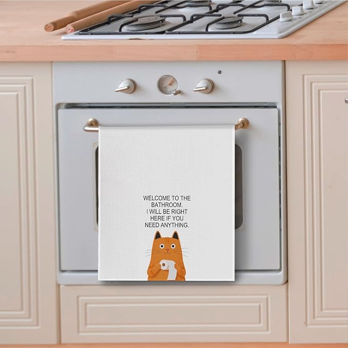 Funny Orange Cat Hand Towels, Cat Bathroom Decor, Pet Lover Gifts Hand Towels for Bathroom Washroom, 16x24 Inch