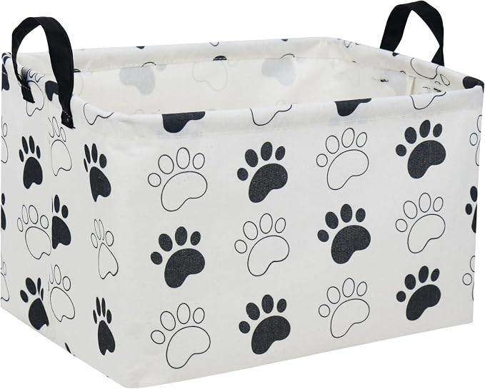 Essme Rectangular Dog Basket, Cute Storage Basket with Handles for Room Decor, Dog Bins,Puppy Storage Bin（Dog Paw）