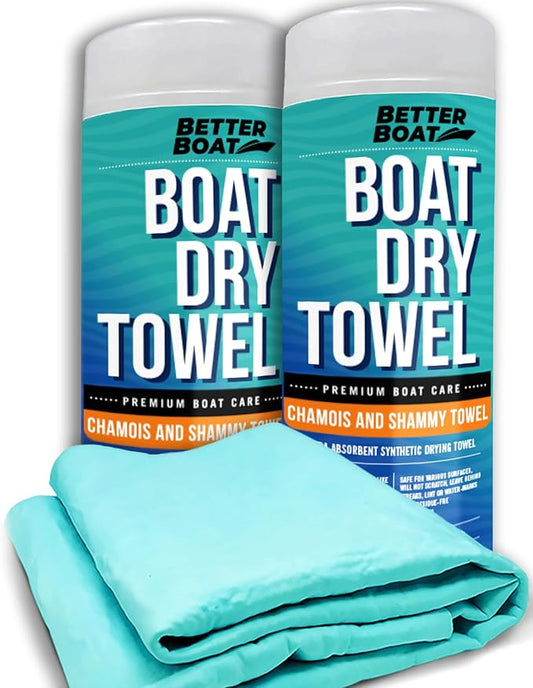 Super Absorbent Towels, Synthetic Chamois Cloth for Car and Boat Drying, Smooth Cooling Towel, Marine Grade Cleaning Supplies, PVA Shammy Dry Towel 2 Pack