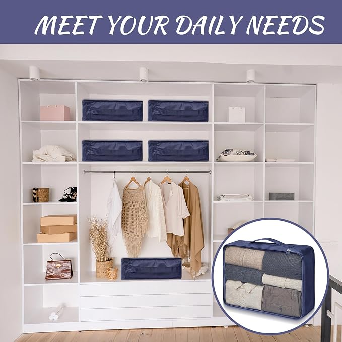 Silkfly 8 Pcs XL Packing Cube for Travel Luggage,Simple,Navy Blue | 17.7 x 13 x 4.7, Same Size, Navy Blue Suitcase Storage Organizer Set, Reusable Mesh Clothes Cube for Hiking Camp Family