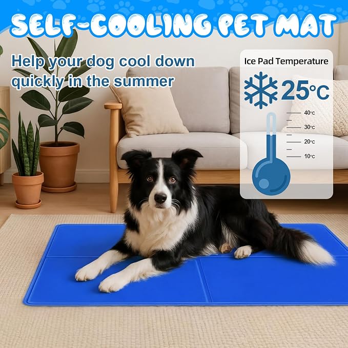 Drydiet 4 Pack Dog Cooling Mat - 13'' X 16'' Solid Gel Self Cooling Mat with Storage Bag Pressure Activated No Refrigeration or Electricity Needed Pet Pad for Dogs & Cats Kennels, Crates, Beds
