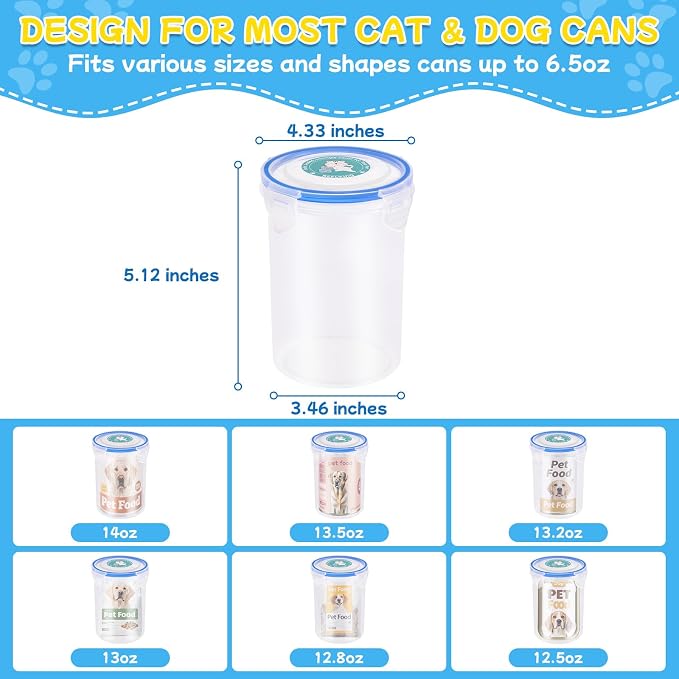 REFLYING Canned Dog Food Storage Lids Reusable Airtight Can Cover | Reusable airtight dog food can lids,Keeps wet food fresh,eliminates odor,Includes SUS 304 spoon and can opener