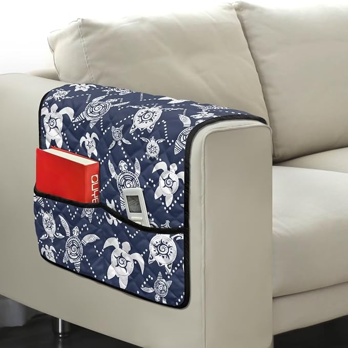Sea Turtle Couch Arm Covers Stretch Armchair Cover, Anti-Stains Arm Chair Slipcover Washable Sofa Arm Covers Furniture Protector Cover Office Chair Armrest Protector