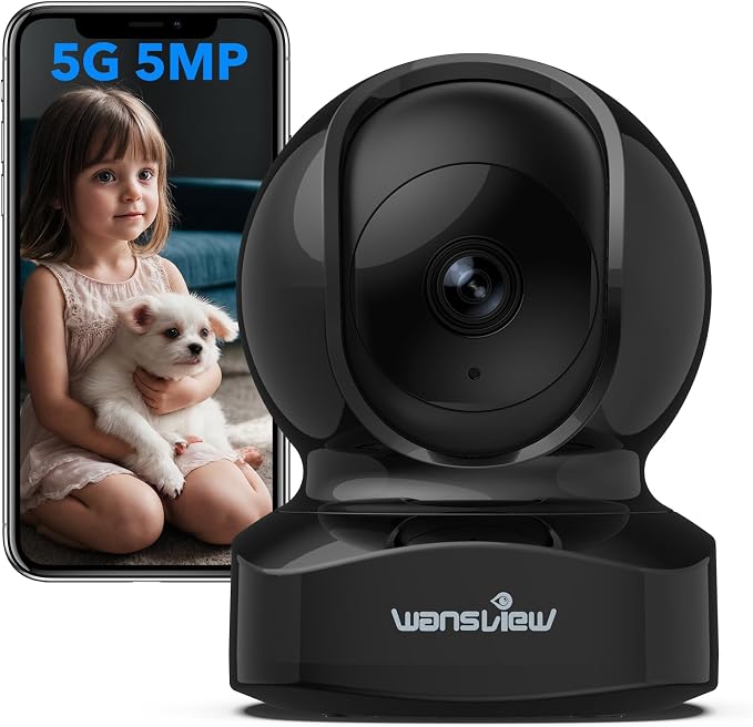 wansview Security Camera, IP Camera Dual Band 5G & 2.4G Wi-Fi, Q5 5MP Black