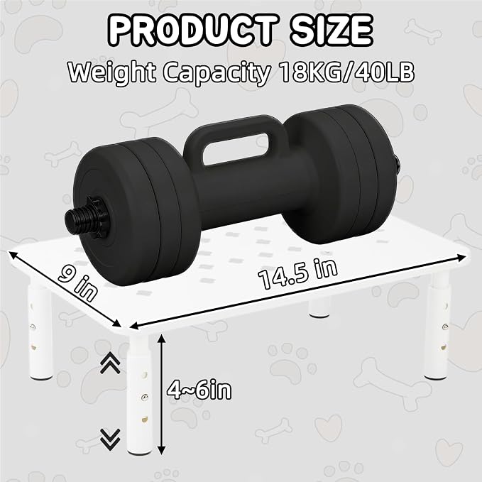 Elevated Cat Food Stand, Adjustable Automatic Cat Feeder Station | 4/5/6 in Adjustable Cat Feeding Station, 14.5 x 9 in Platform, Fits Most 4-6 L Automatic Feeders, Non-Slip Base, White