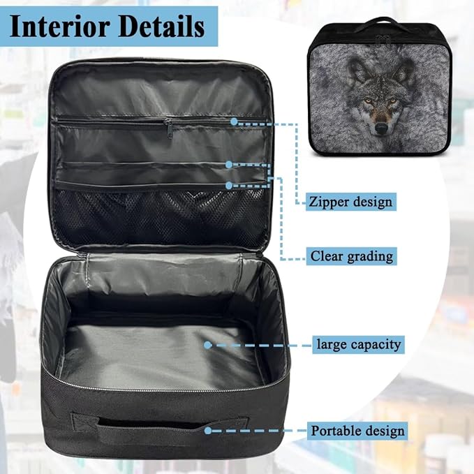 Rnyleeg Wolf First Aid Kits for Home Portable Medical Kit for Car Travel Medicine Bag Organizer for Men Medical Supplies Storage Bag with Handle
