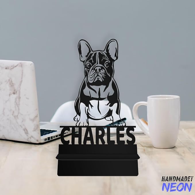Personalized Bulldog Phone Holder, Custom Name Metal Desk Stand, Cute Pet Accessories Dock, Tablet, Smartphone Display Stands, Gifts for Friends, Dog Lovers, Teens, Christmas