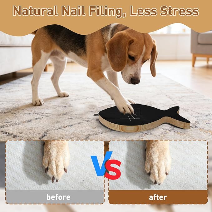 Vivifying Dog Nail Scratch Board with Treat Drawer, Stress-Free Nail Filing Tool for Dogs, Alternative to Clippers for Front Paw Nails, Interactive Training Scratch Pad with Extra Sandpaper