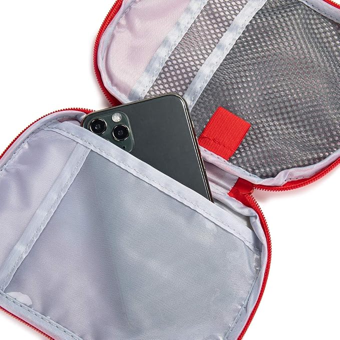 Red First Aid Bag Empty 1st Aid Bag Section Dividers Medical Travel Case Emergency First Responder Storage Compact Medicine Bag for Car Home Office Kitchen Sport Outdoors (Red)