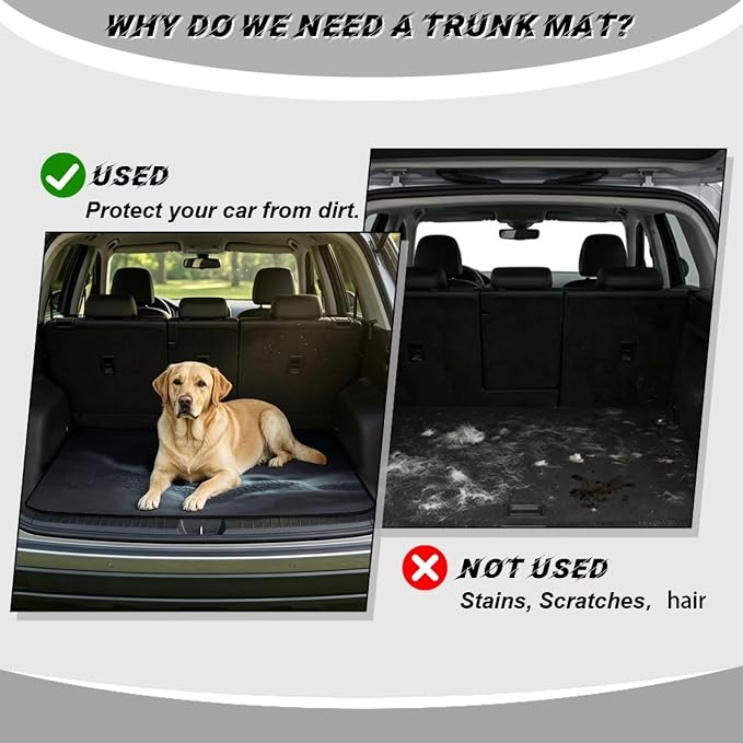 All Weather Cargo Mat for Most Cars SUV Black Cat Car Trunk Mat Full Coverage Trunk Protection Cargo Liner with Non Slip Backing Suitable Travel Picnic Camping (Black)